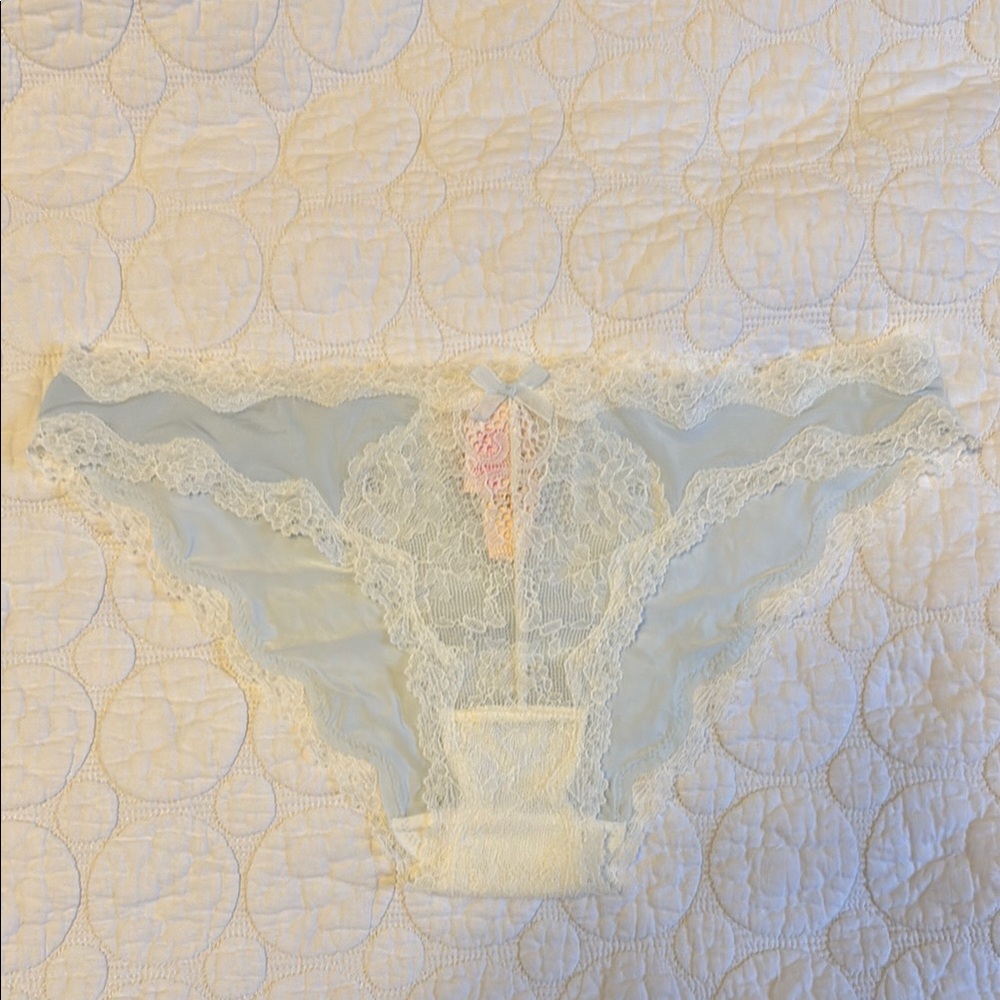 Victoria's Secret Blue and White Lace Cheekini Panties